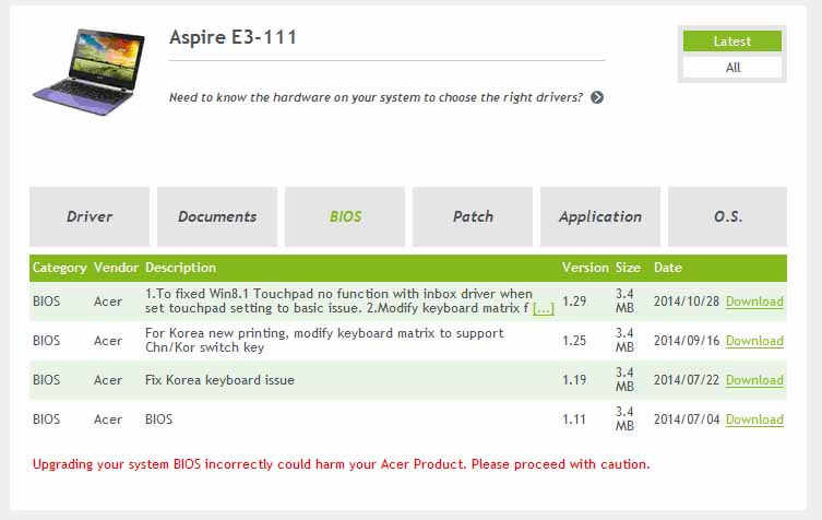 tampilan bios acer e3-111